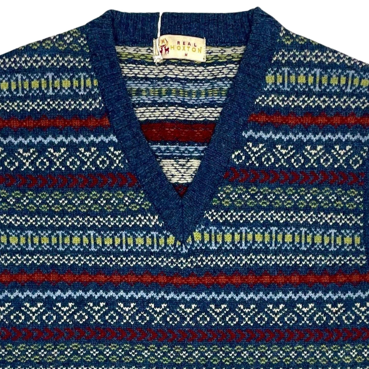 Real Hoxton Fair Isle V-Neck Slipover - Trippy Retro