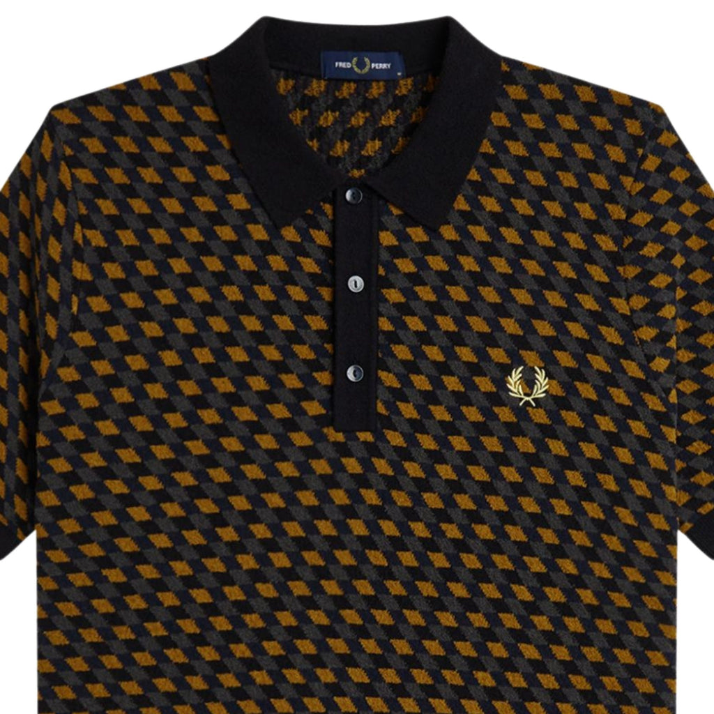 Fred Perry Geometric Knitted Shirt - Caramel