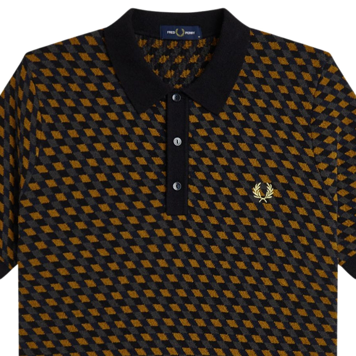 Fred Perry Geometric Knitted Shirt - Caramel