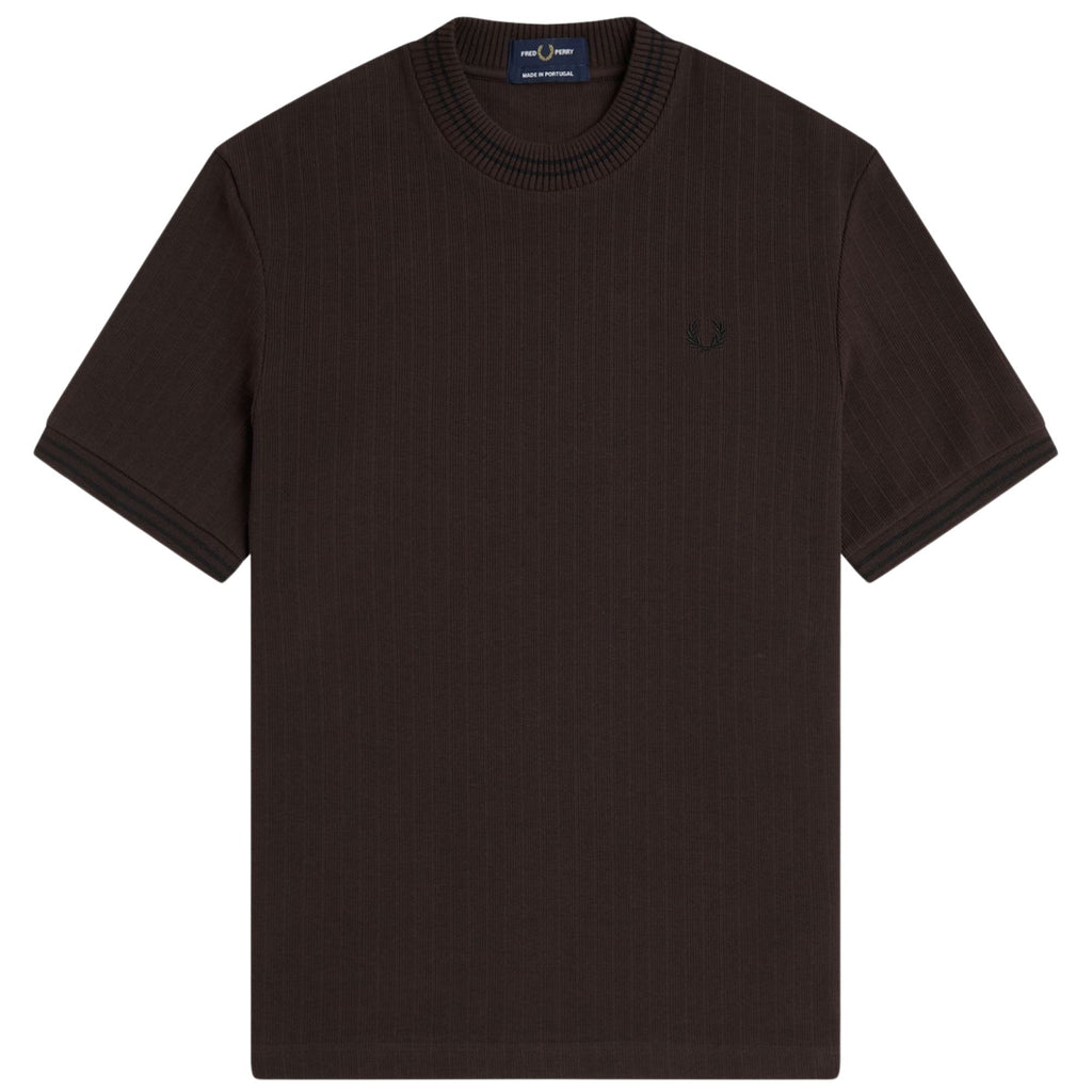 Fred Perry Ribbed Jersey T-Shirt - Rich Brown