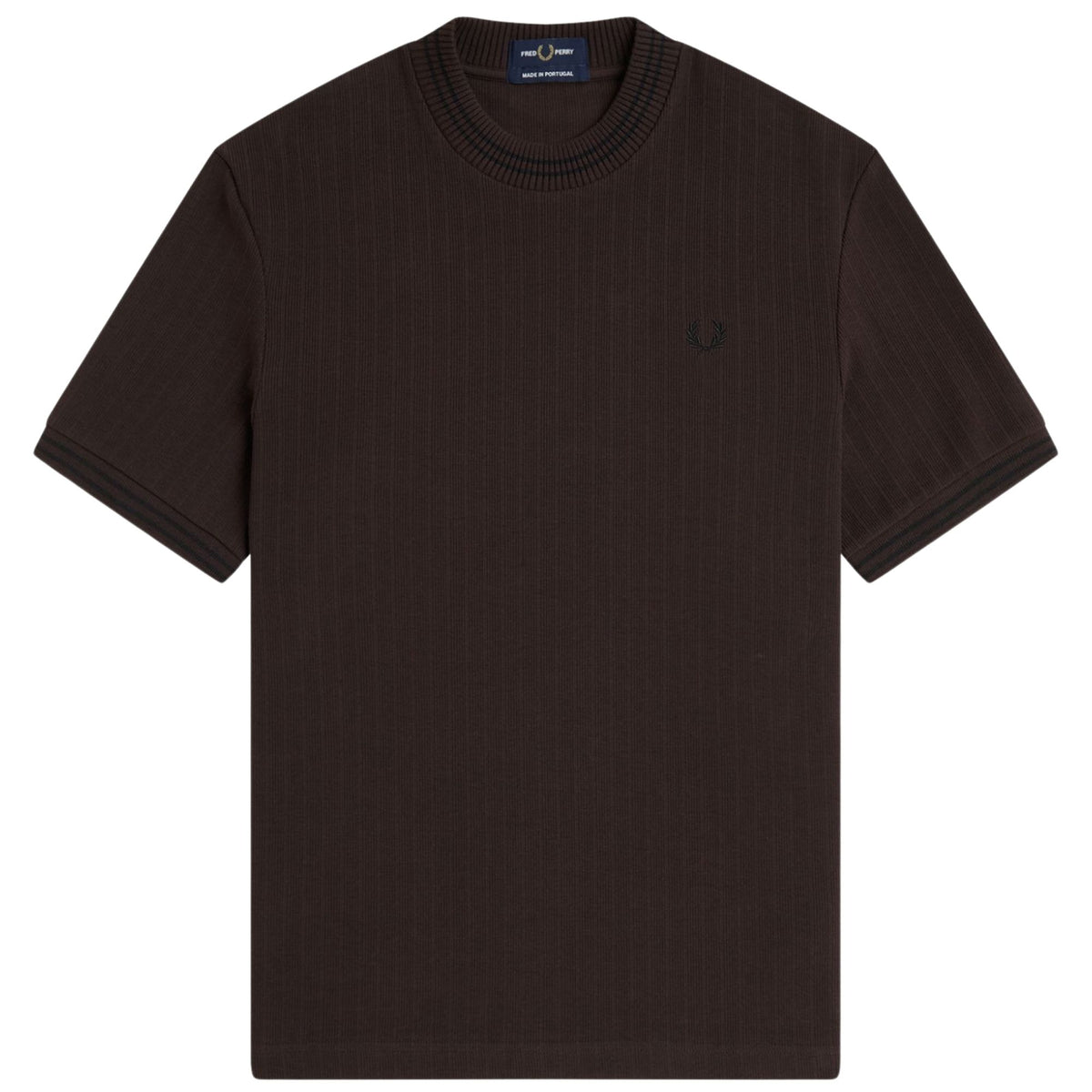 Fred Perry Ribbed Jersey T-Shirt - Rich Brown