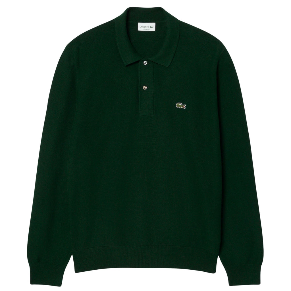 Lacoste Classic Fit Long Sleeved Knitted Polo Shirt - Green