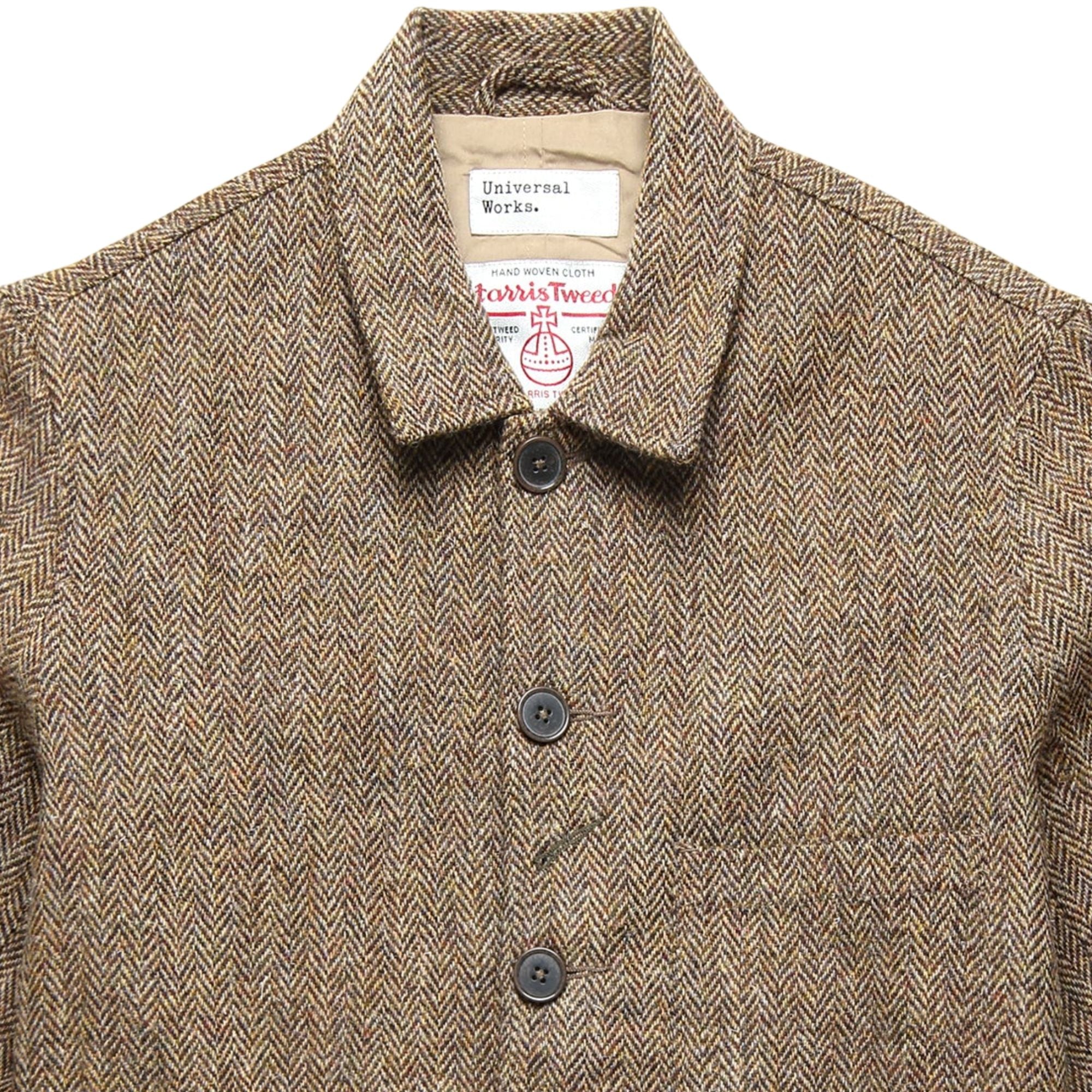 Universal Works Harris Tweed OG Bakers Jacket - Sand/Brown