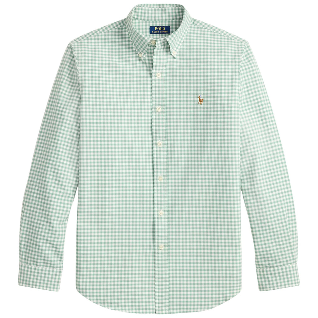 Polo Ralph Lauren Custom Fit Gingham Oxford Shirt - Faded Mint White
