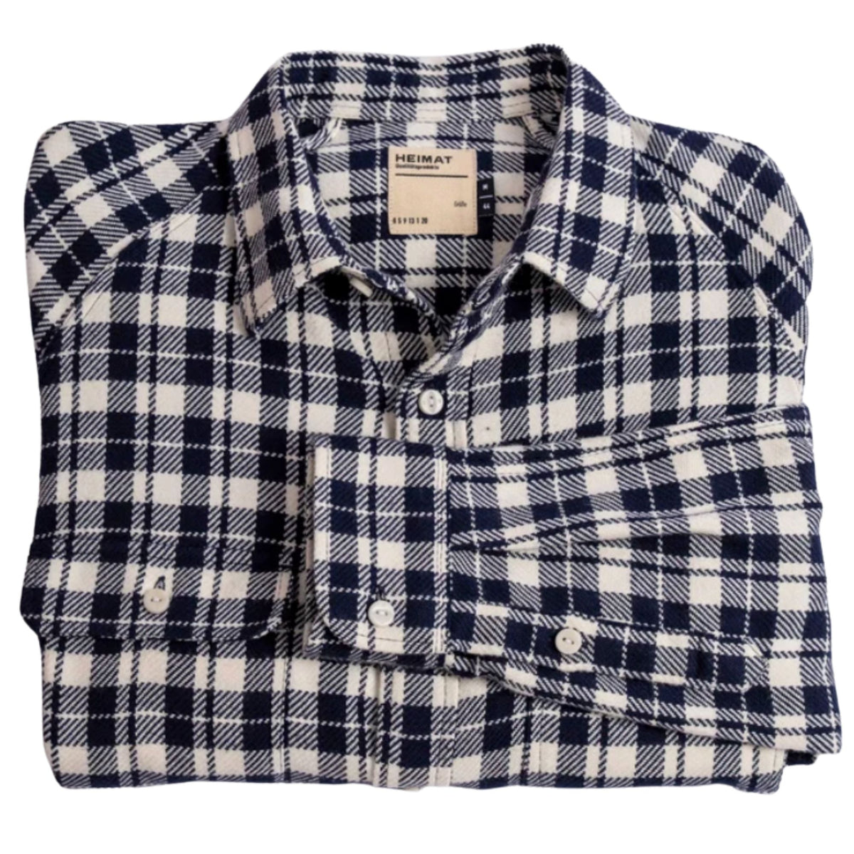 Heimat Cotton Flannel Work Shirt - Seashell/Ink