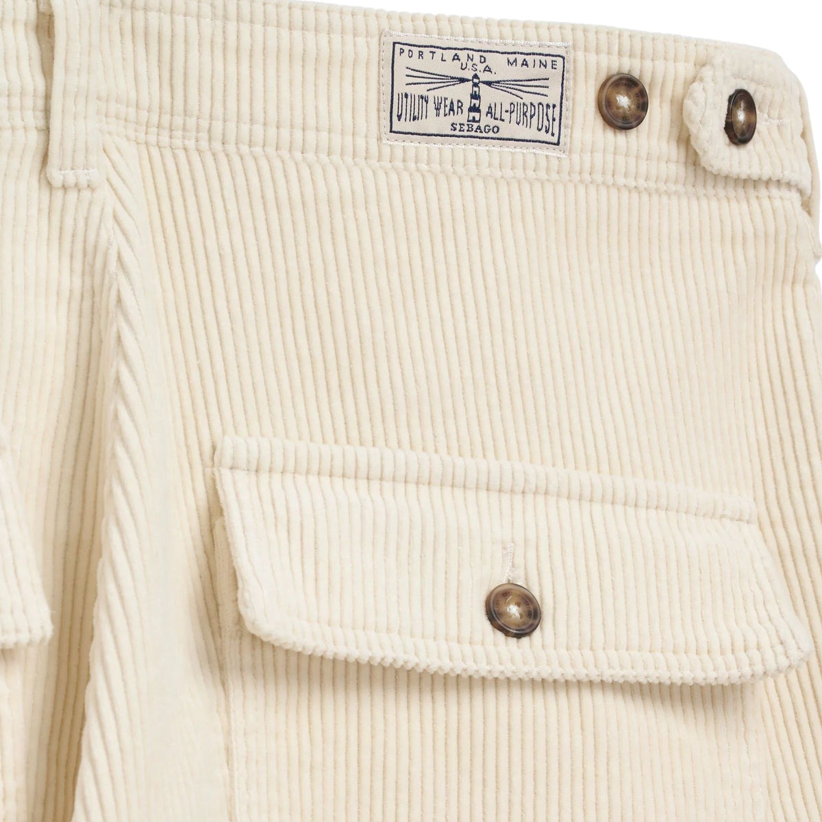 Sebago Milton Corduroy Trousers - White Natural