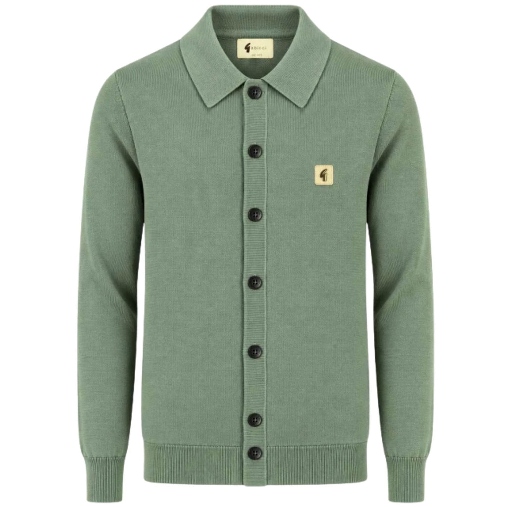 Gabicci Vintage Azima Long Sleeve Plain Knit Button Thru - Khaki