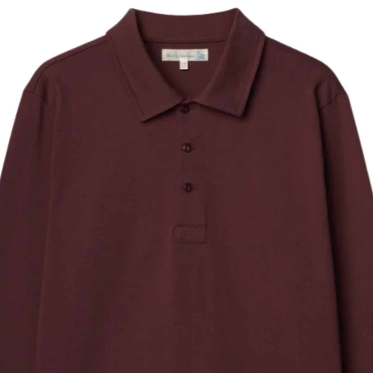 Merz b Schwanen 2MPOLO01LS Mid-Century Machine Refined Fit Polo Longsleeve - Burgundy