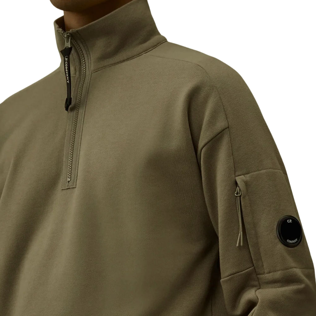 C.P. Company Diagonal Raised Fleece Lens Half Zip Sweatshirt - Ermine