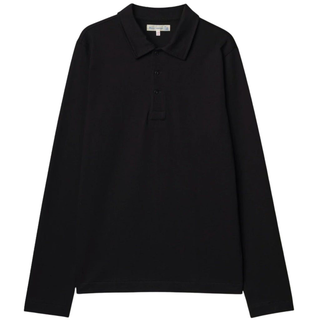 Merz b Schwanen 2MPOLO01LS Mid-Century Machine Refined Fit Polo Longsleeve - Deep Black