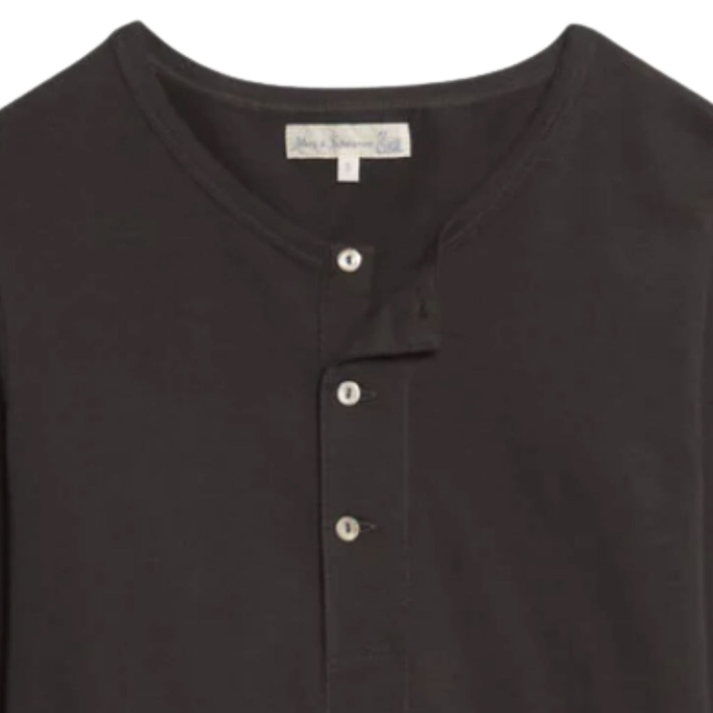 Merz b Schwanen 2M06 Vintage Machine Refined Classic Fit Long Sleeve Henley - Charcoal