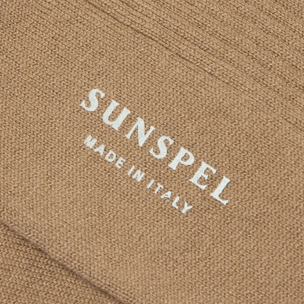 Sunspel Cotton Ribbed Socks - Dark Beige
