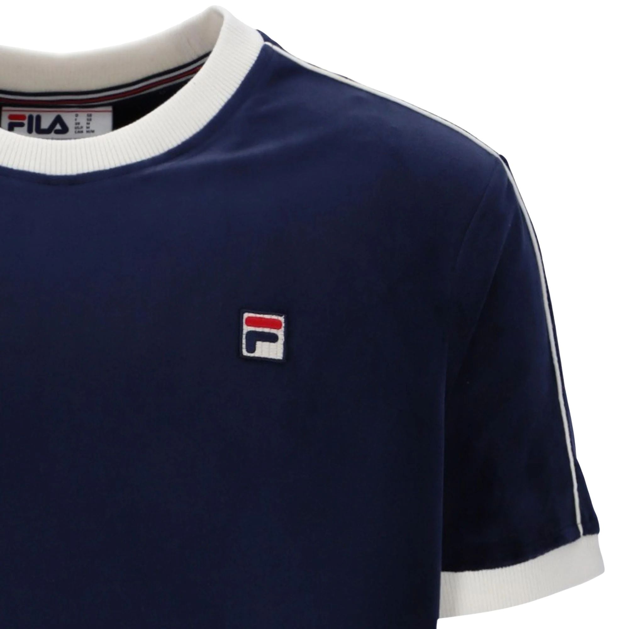 Fila Vintage Basilio Velour T-Shirt - Fila Navy