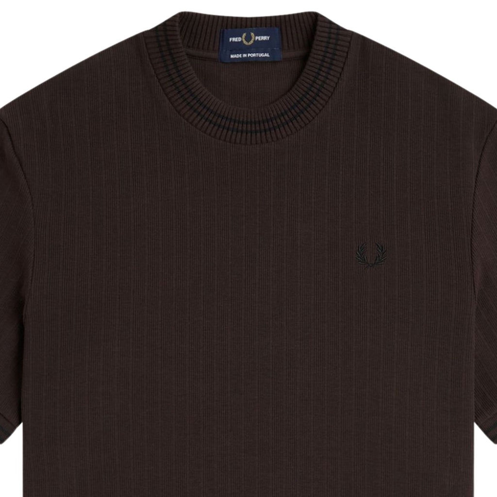 Fred Perry Ribbed Jersey T-Shirt - Rich Brown