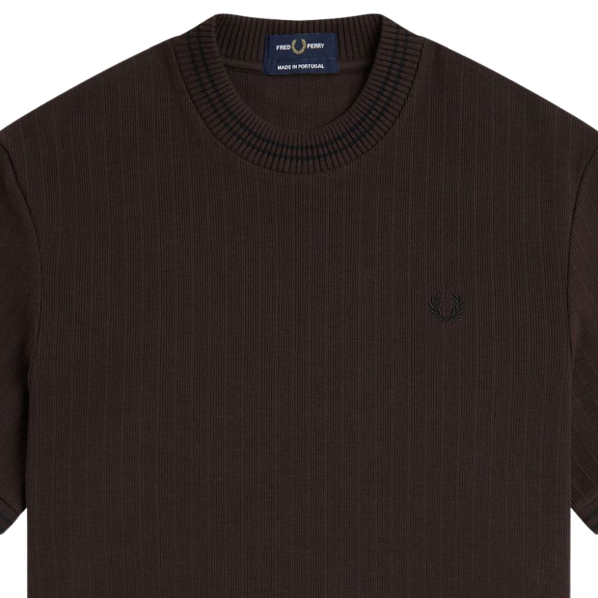 Fred Perry Ribbed Jersey T-Shirt - Rich Brown