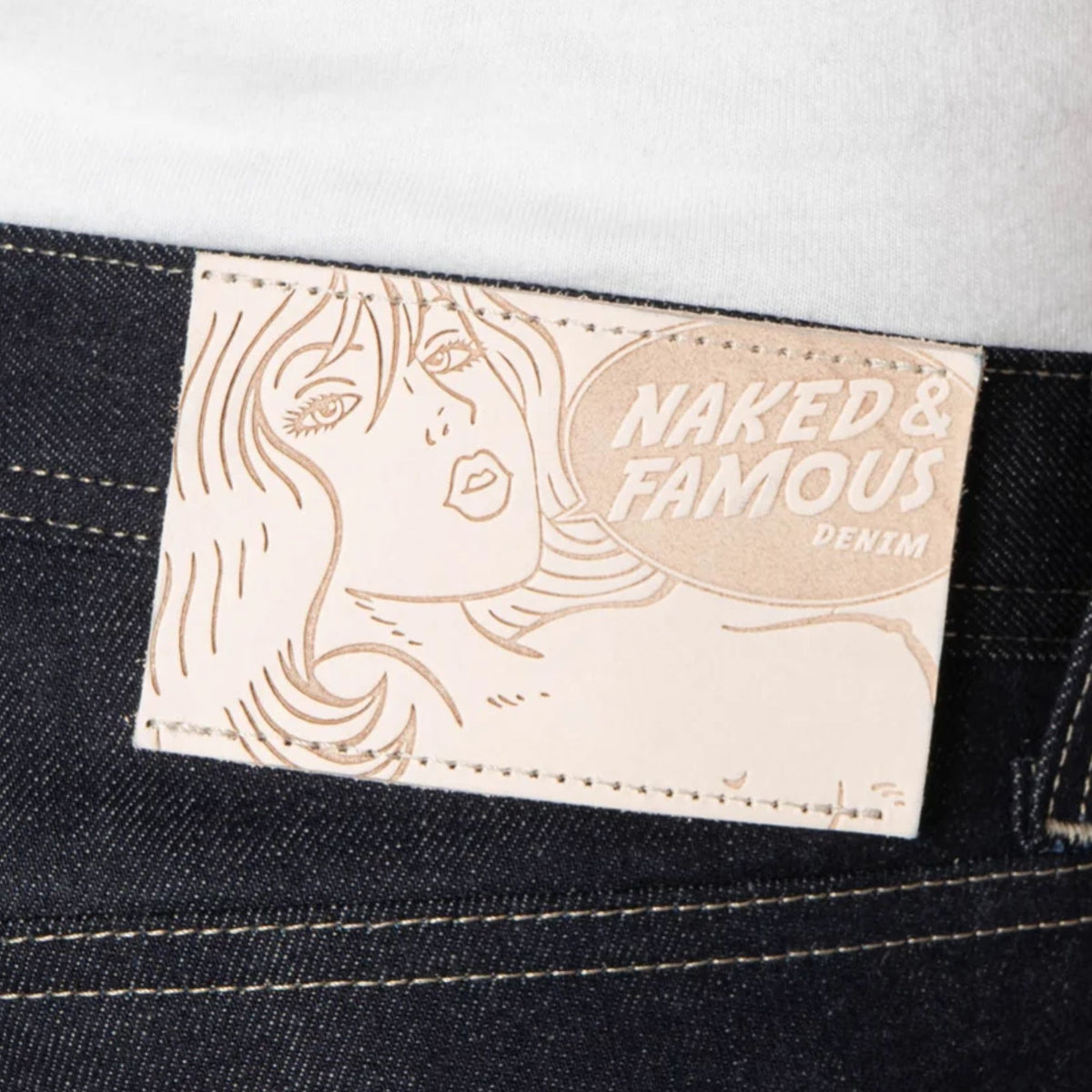 Naked and Famous Denim Strong Guy Fox Fibre Green Weft - Indigo
