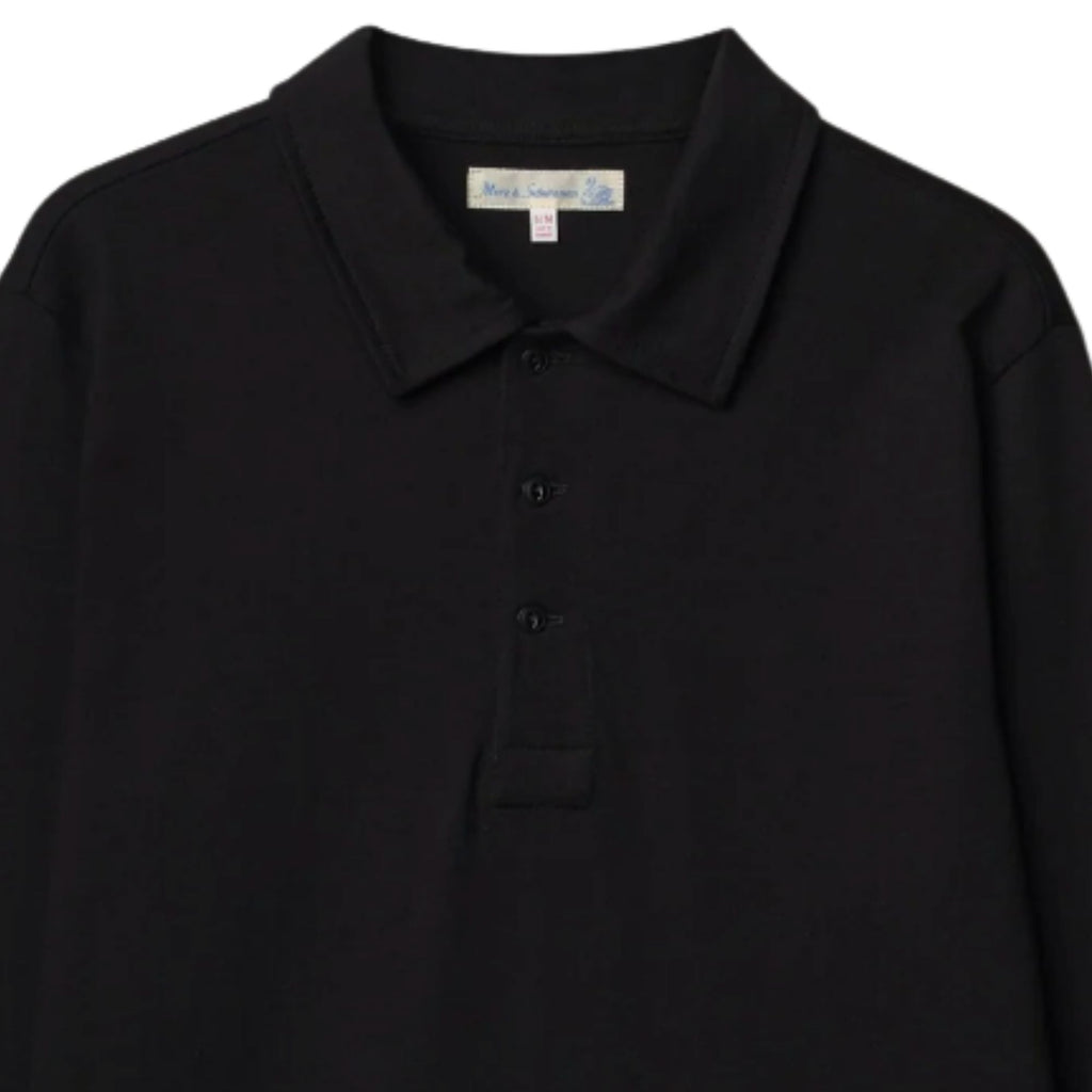Merz b Schwanen 2MPOLO01LS Mid-Century Machine Refined Fit Polo Longsleeve - Deep Black