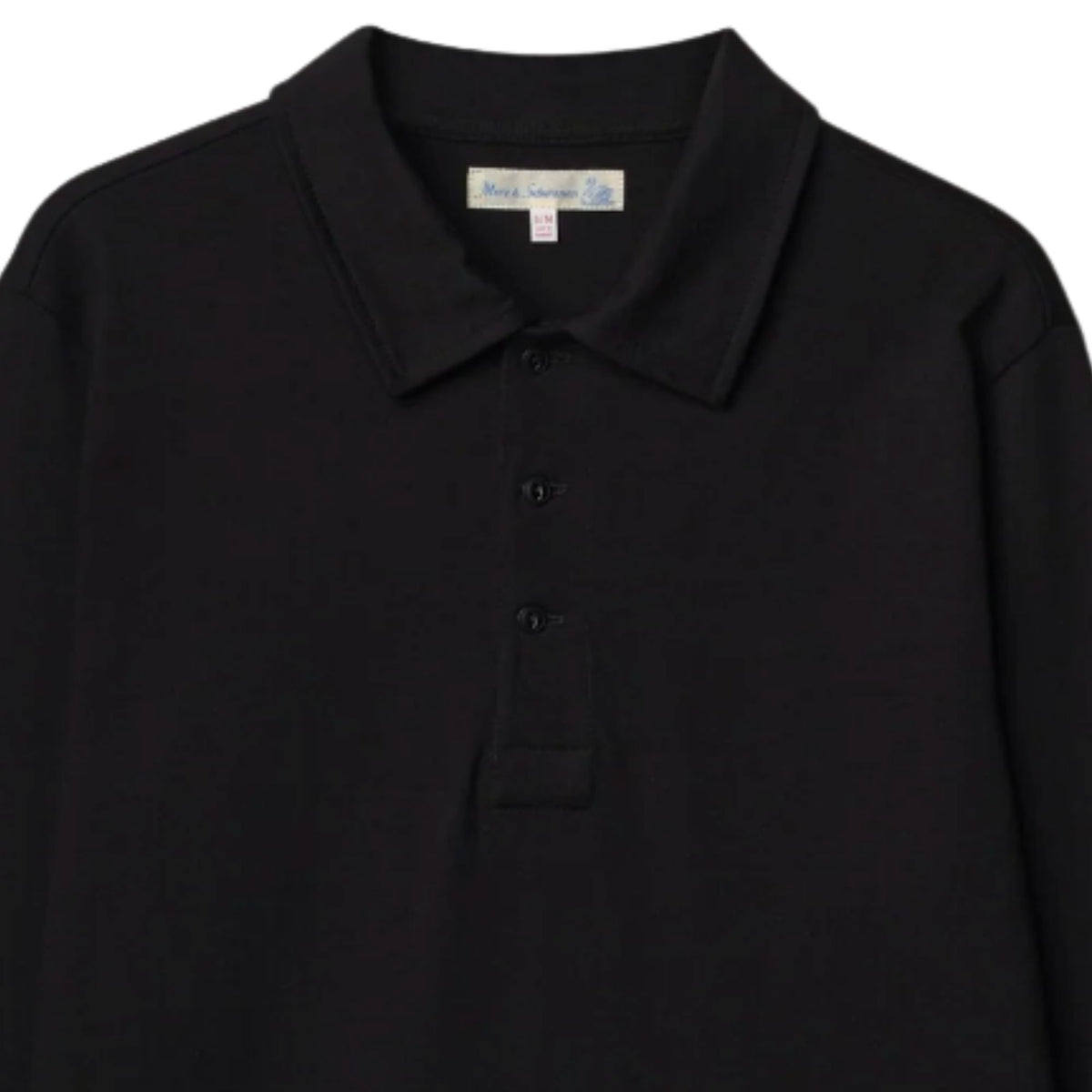 Merz b Schwanen 2MPOLO01LS Mid-Century Machine Refined Fit Polo Longsleeve - Deep Black