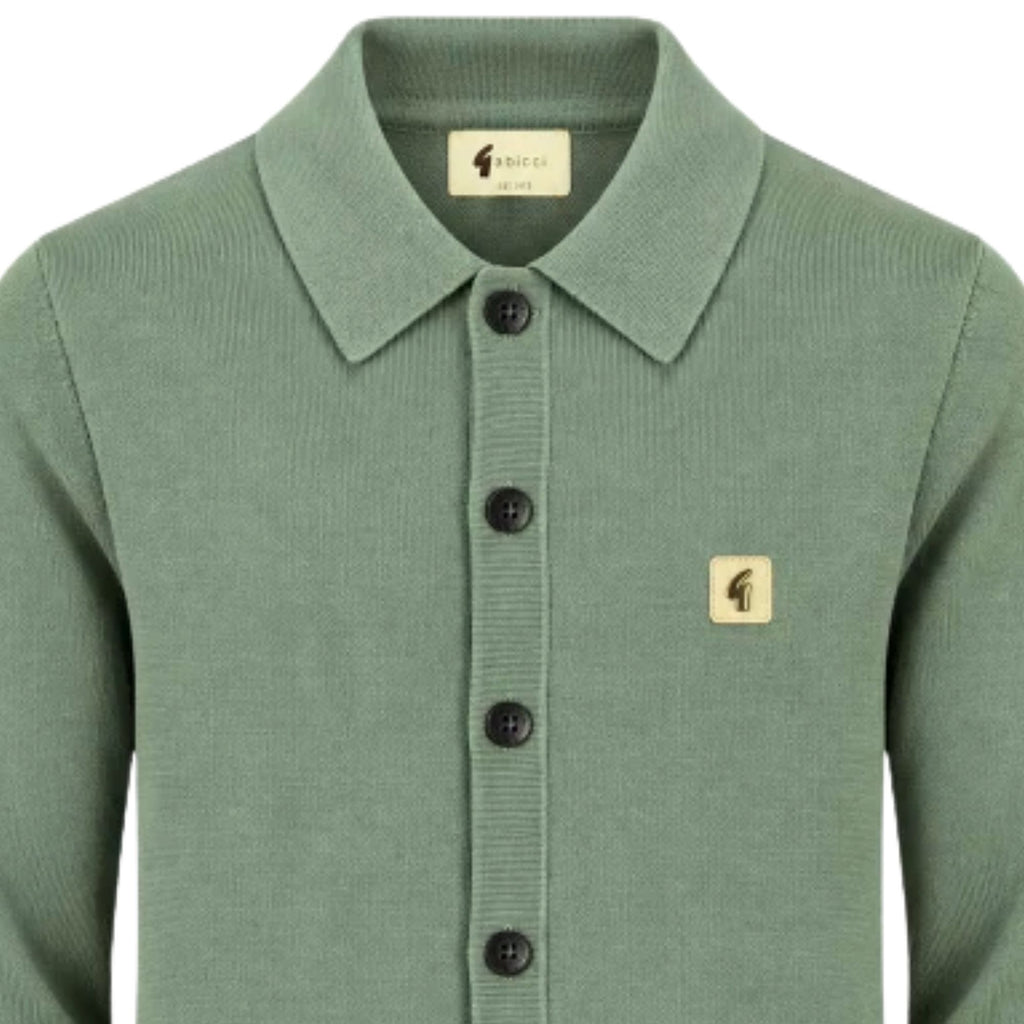 Gabicci Vintage Azima Long Sleeve Plain Knit Button Thru - Khaki