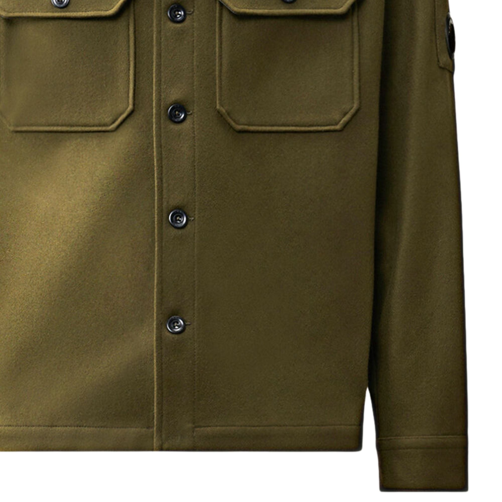 C.P Company Felted Wool Lens Button Overshirt - Ivy Green