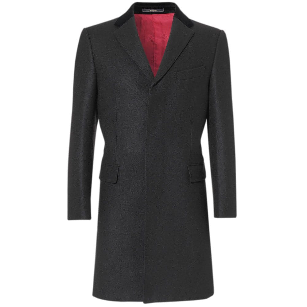 Crombie Black Retro Wool Coat 3254B