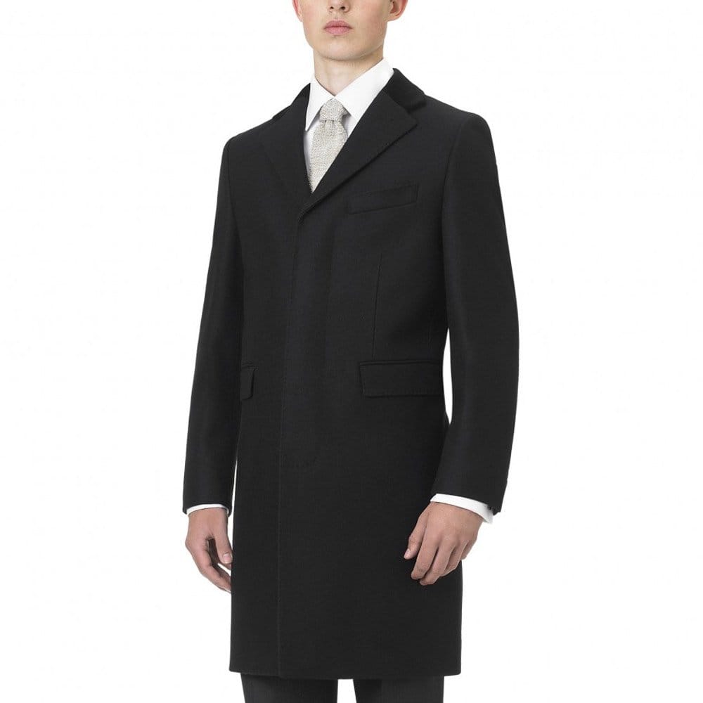 Crombie Black Retro Wool Coat 3254B