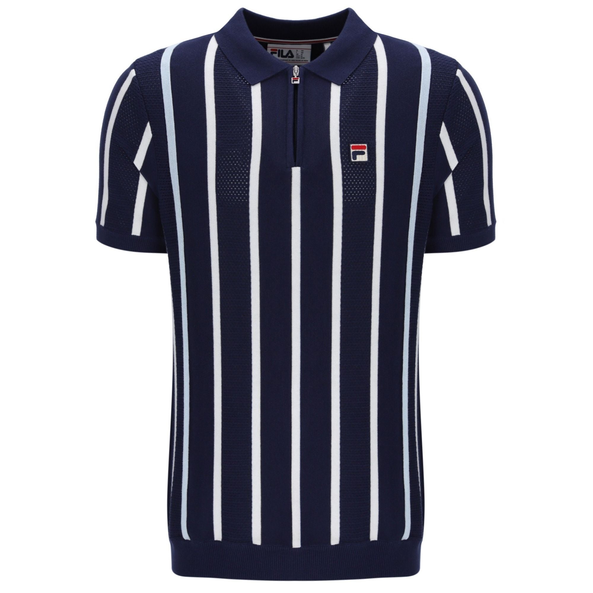 Giorgio Crochet Patchwork Knitted Polo Shirt - Fila Navy