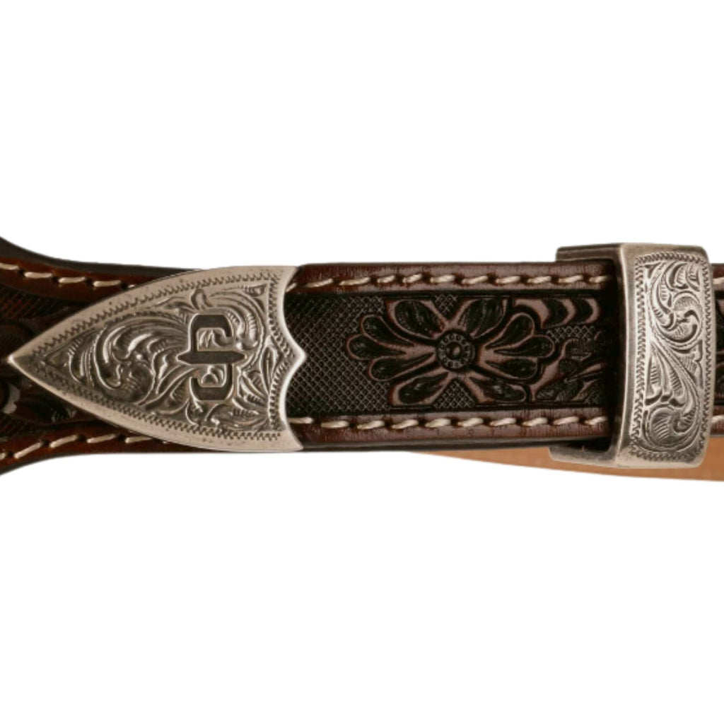 Stetson Hats Tooled Tapered Leather Belt - Brown