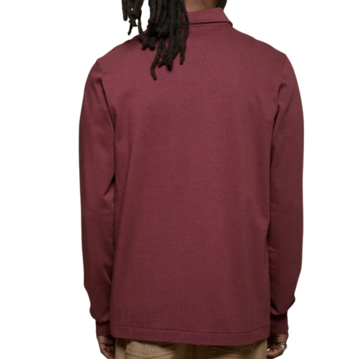 Merz b Schwanen 2MPOLO01LS Mid-Century Machine Refined Fit Polo Longsleeve - Burgundy