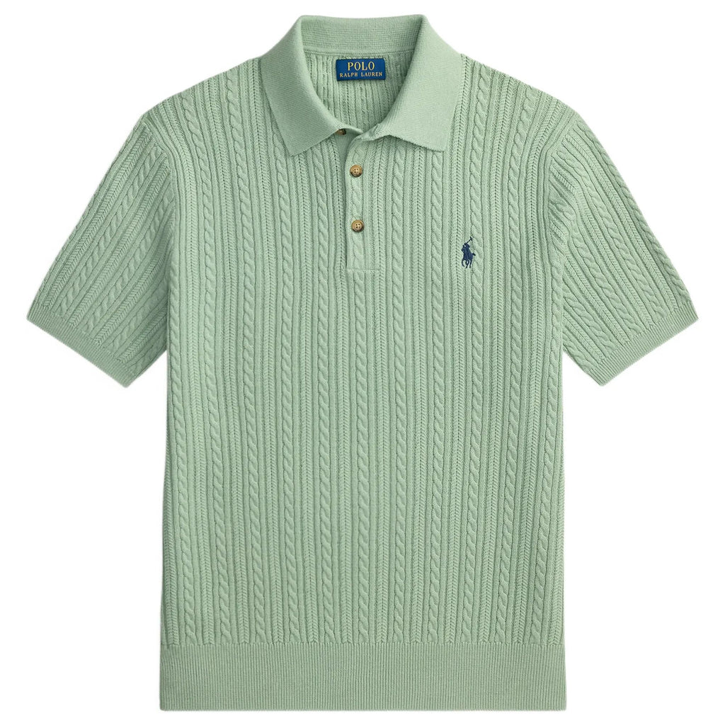 Polo Ralph Lauren Cable-Knit Cotton Polo-Collar Jumper - Green