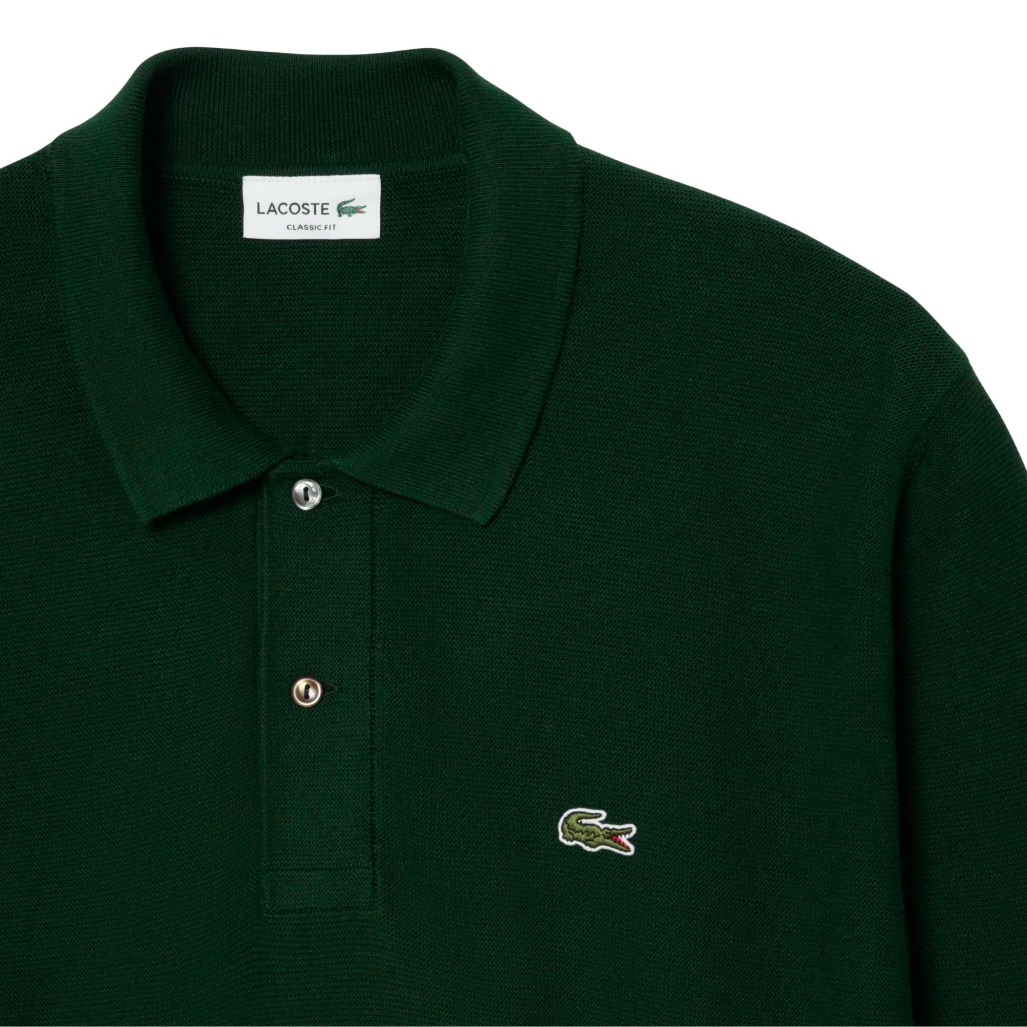Lacoste Classic Fit Long Sleeved Knitted Polo Shirt - Green