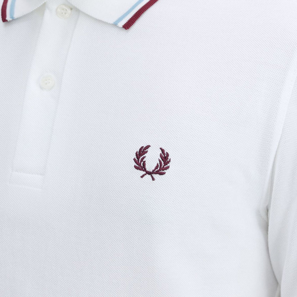 Fred Perry Reissues Made In England M12 Twin Tipped Polo - White/Ice/Maroon