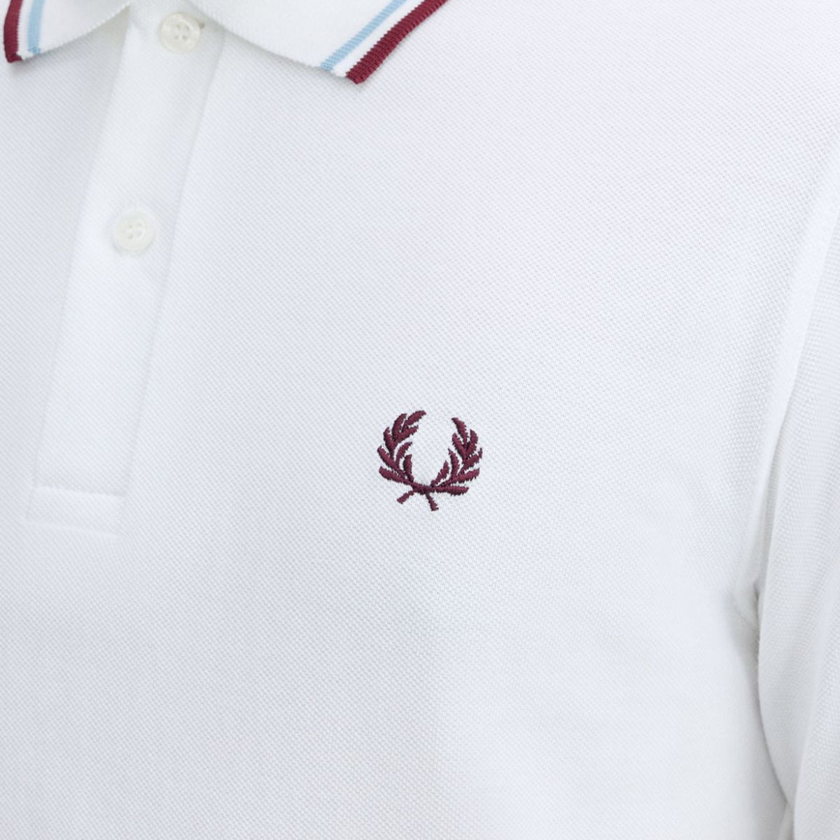 Fred Perry Reissues Made In England M12 Twin Tipped Polo - White/Ice/Maroon