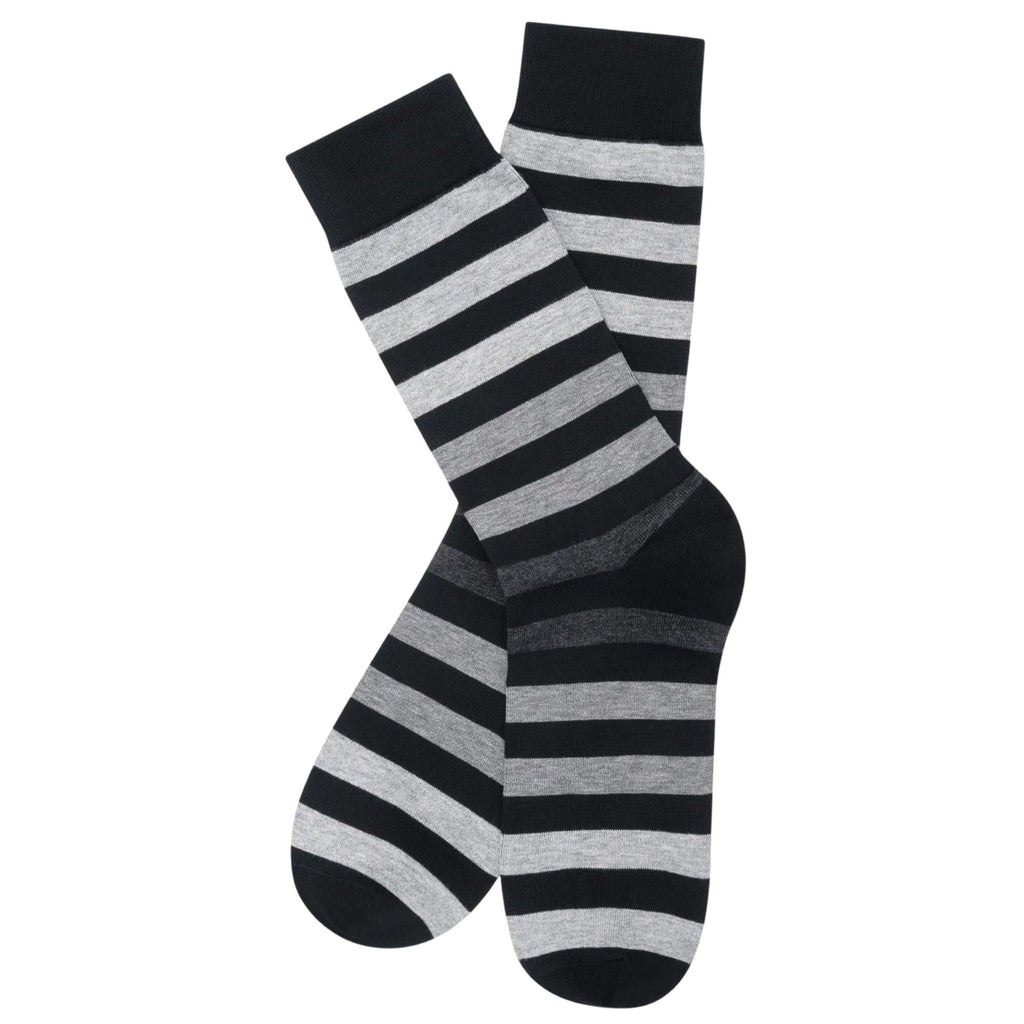 Stuarts London Brian Oak Block Stripe Socks - Black