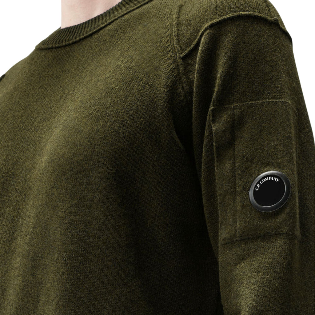 C.P Company Lambswool Lens Crewneck Sweater - Ivy Green
