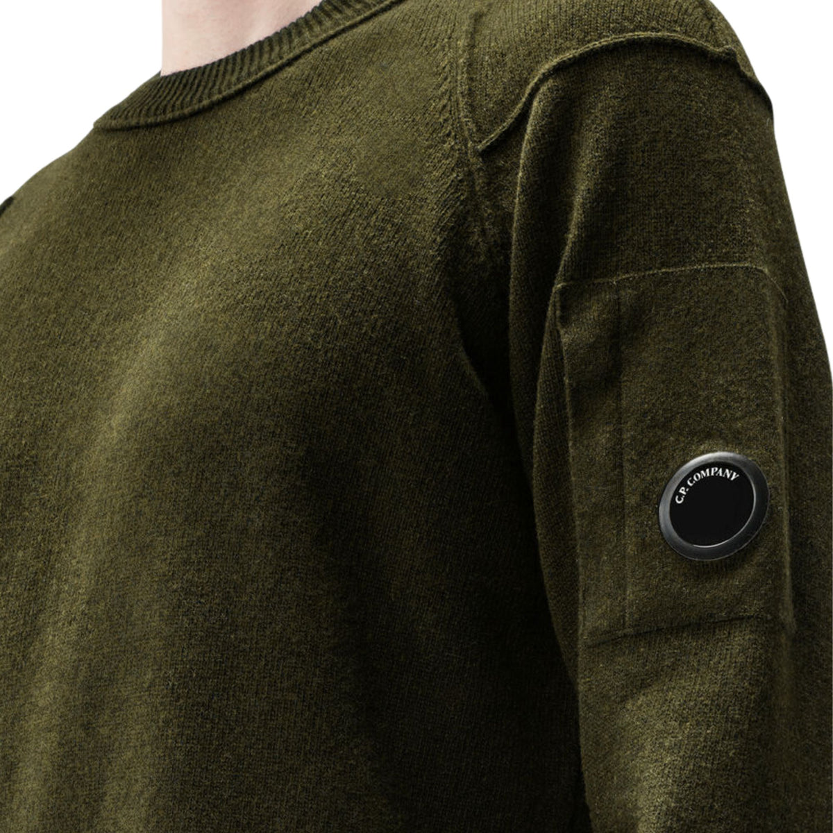 C.P Company Lambswool Lens Crewneck Sweater - Ivy Green