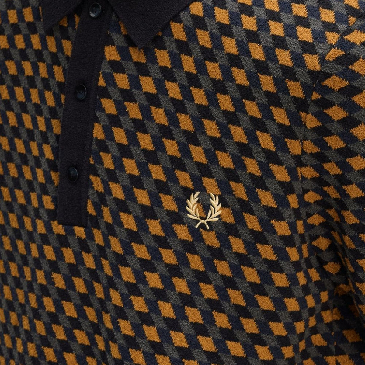 Fred Perry Geometric Knitted Shirt - Caramel