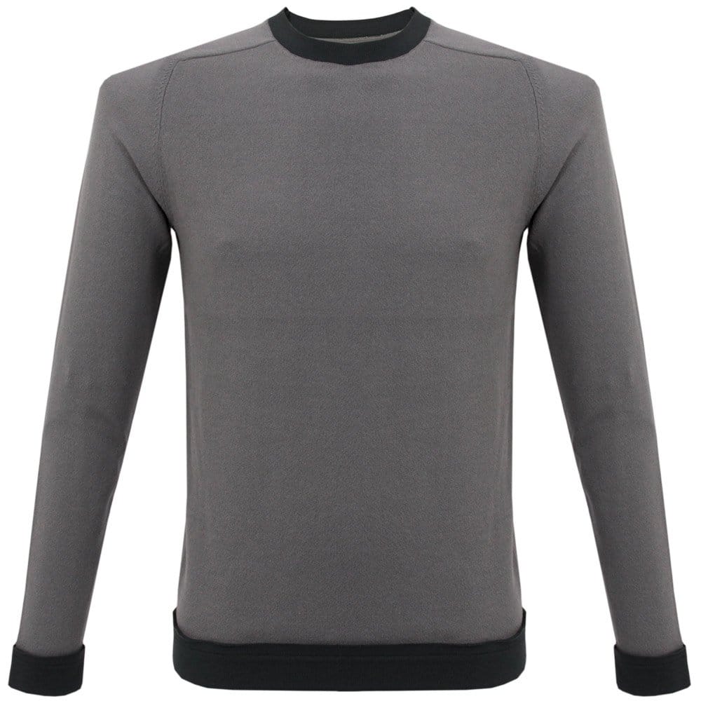 stuartslondon Folk Contrast Rib Mid Grey Charcoal Jumper F2420K