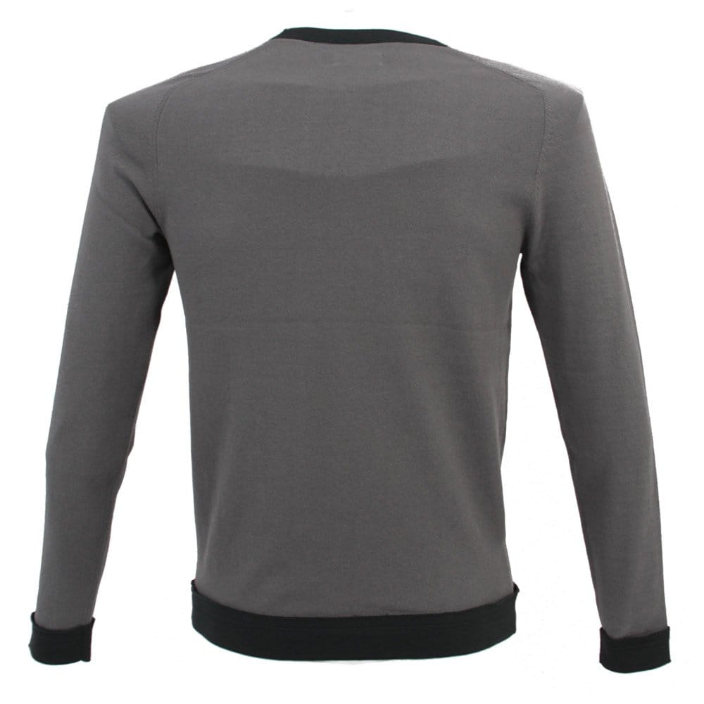 stuartslondon Folk Contrast Rib Mid Grey Charcoal Jumper F2420K