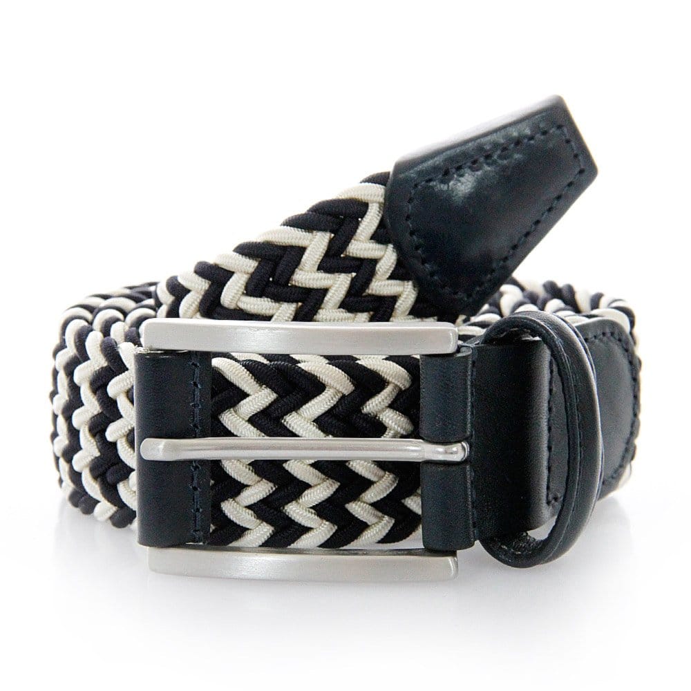 Anderson's Belts Elastic Woven Belt - Navy/White
