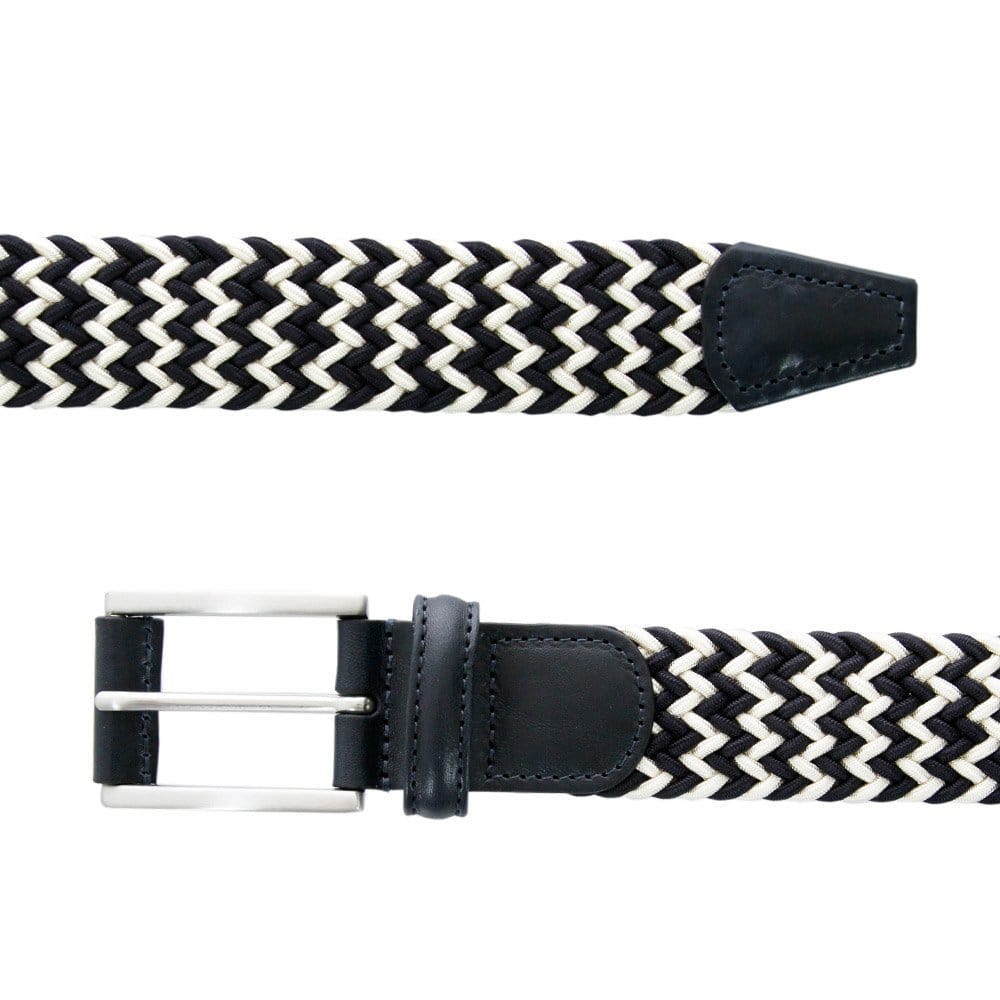 Anderson's Belts Elastic Woven Belt - Navy/White