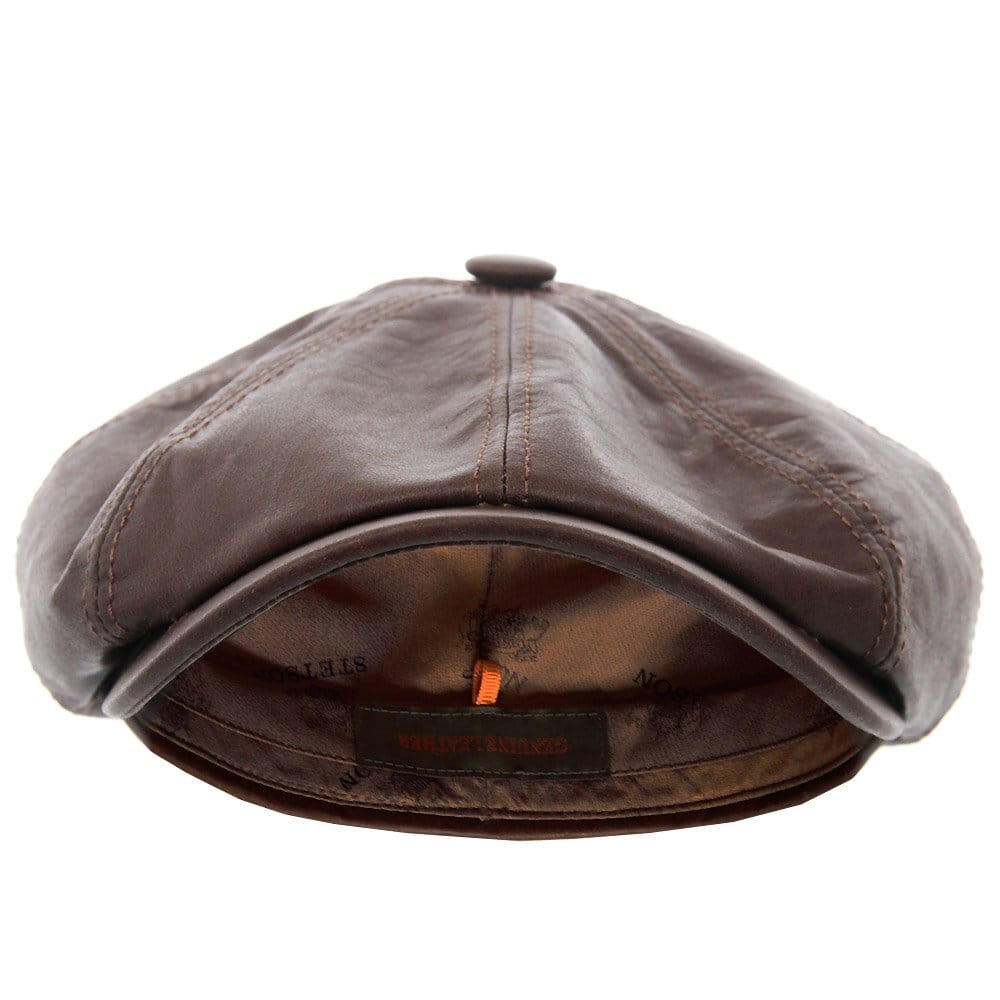 Stetson Hats Hatteras Lambskin Newsboy Cap- Brown