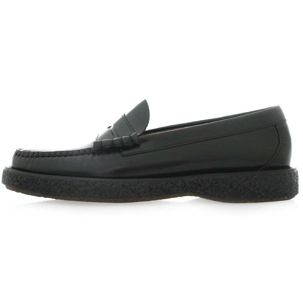 G.H. Bass Weejun Bass Weejuns Larson Moc Penny Crepe Black Leather Shoes