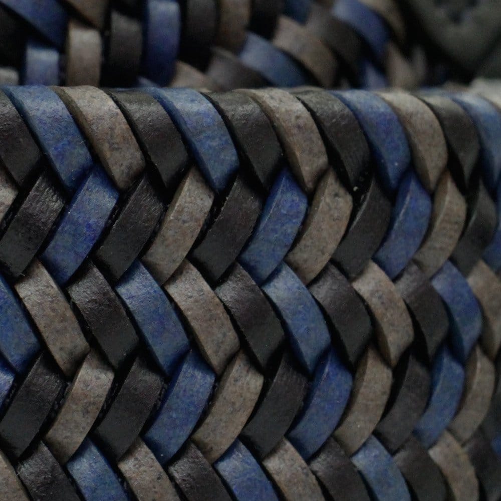 Anderson's Belts Woven Braided Leather Belt - Navy/Black