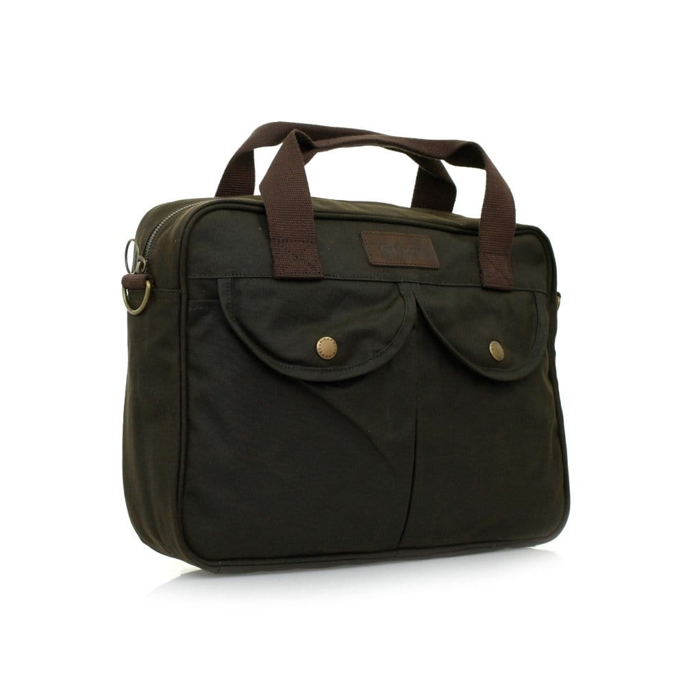 Barbour Wax Longthorpe Laptop Olive Briefcase UBA0360OL71