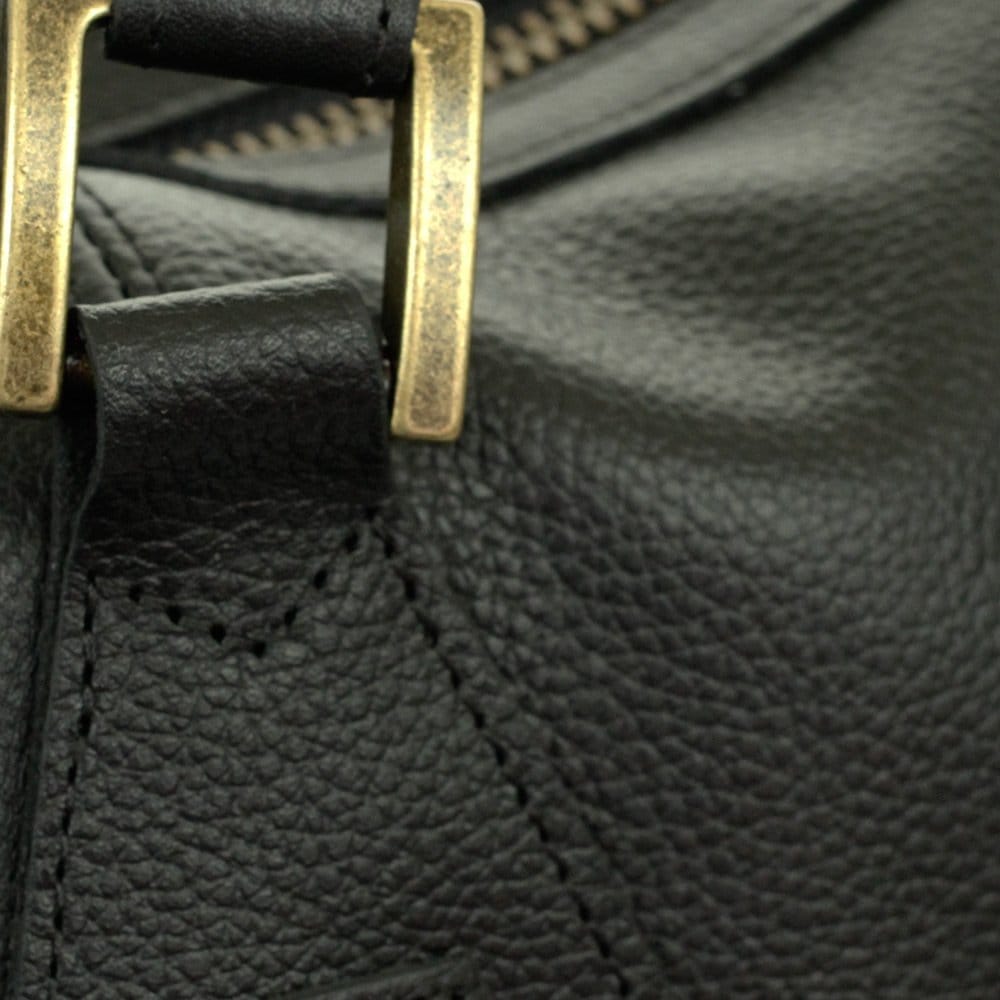 Barbour Medium Explorer Black Leather Travel Bag UBA0008BK11