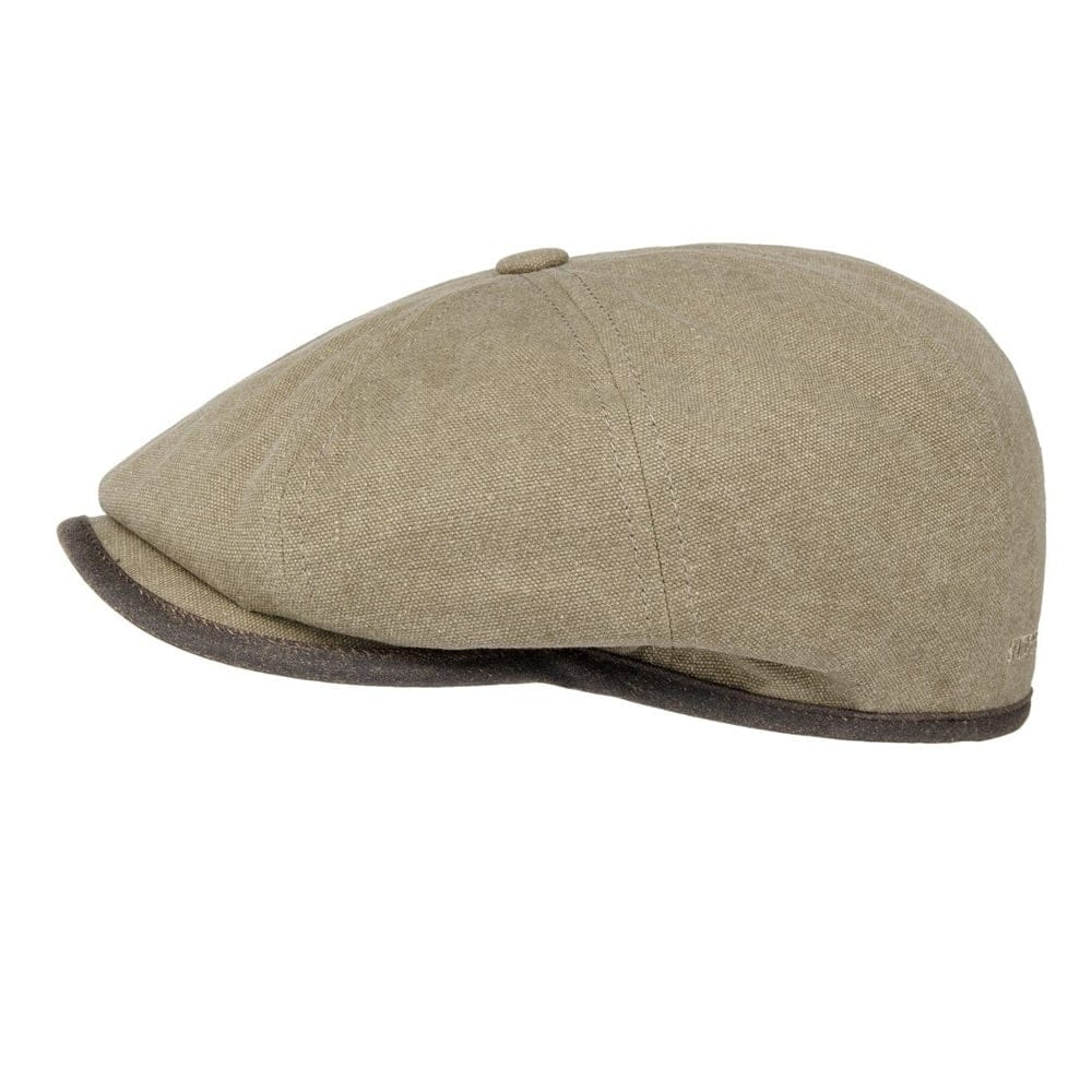 Stetson Hats Seward Khaki Canvas Flat Cap- Green