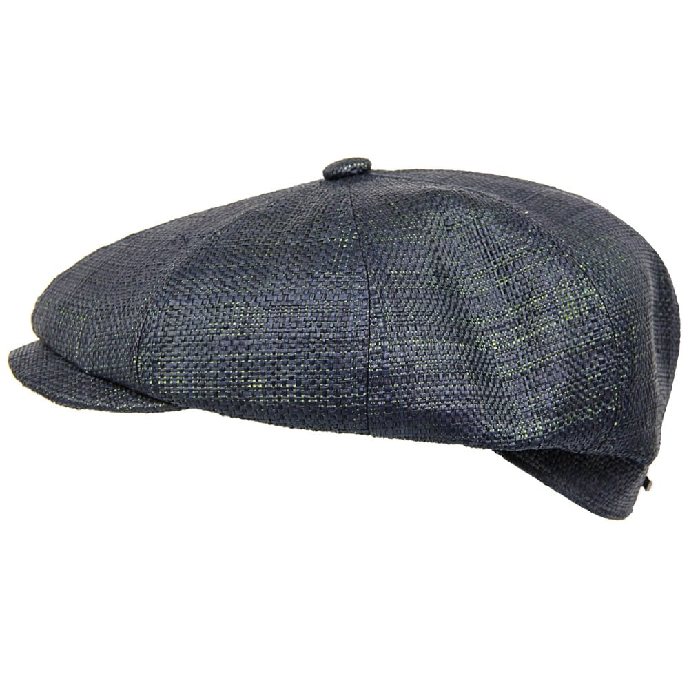 Stetson Hats Hatteras Raffia Flat Cap- Dark Green