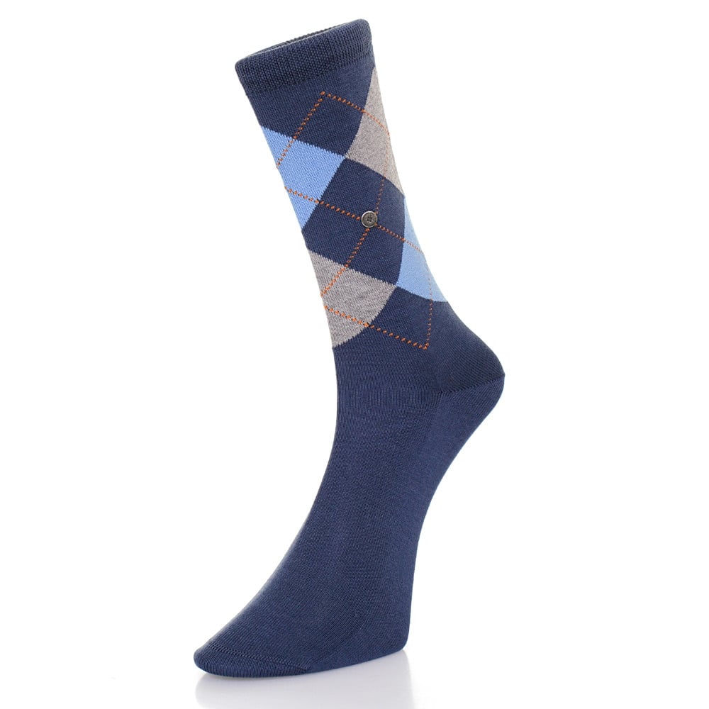 Burlington Socks Burlington Manchester Mercerised Blue Grey Socks 20182 6220