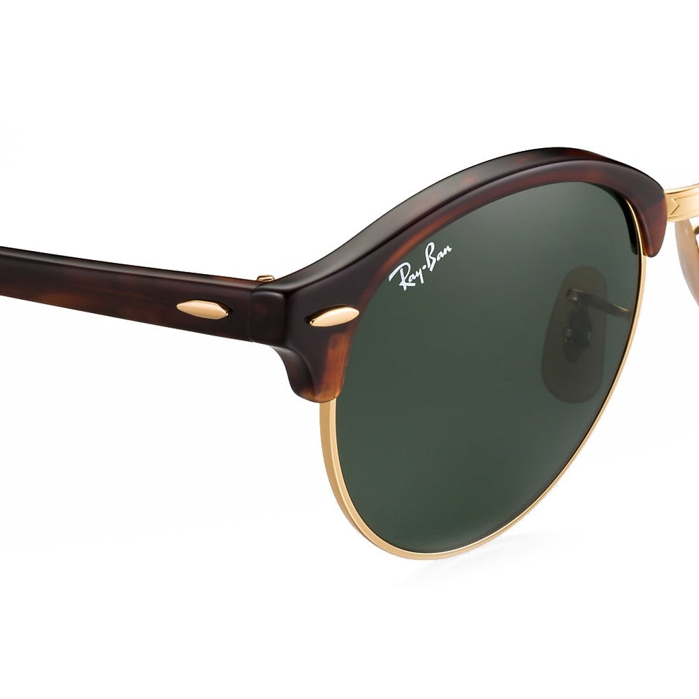 Ray Ban Tortoise Clubround Classic Sunglasses - Green Classic G-15 Lenses